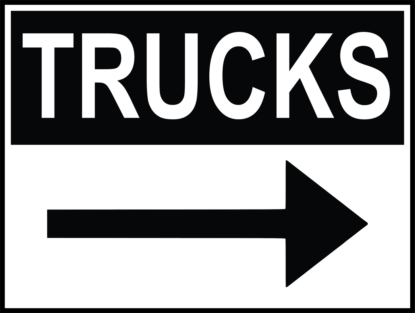 Directional Sign - Truck Black & White 600x450mm