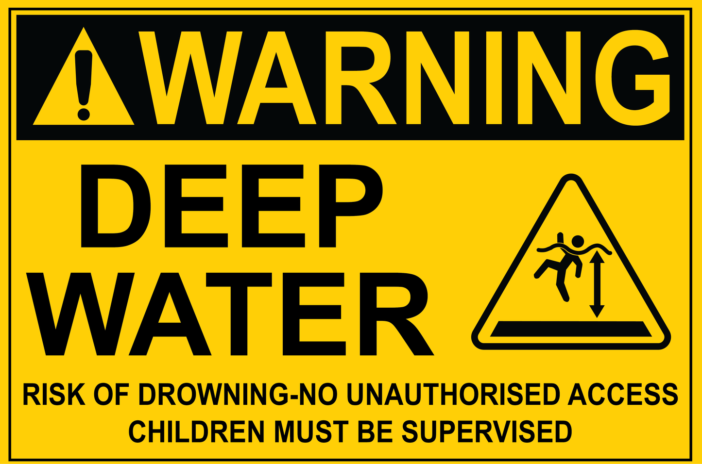 Warning - Deep Water - Risk Of Drowning-No Unauthorised Access