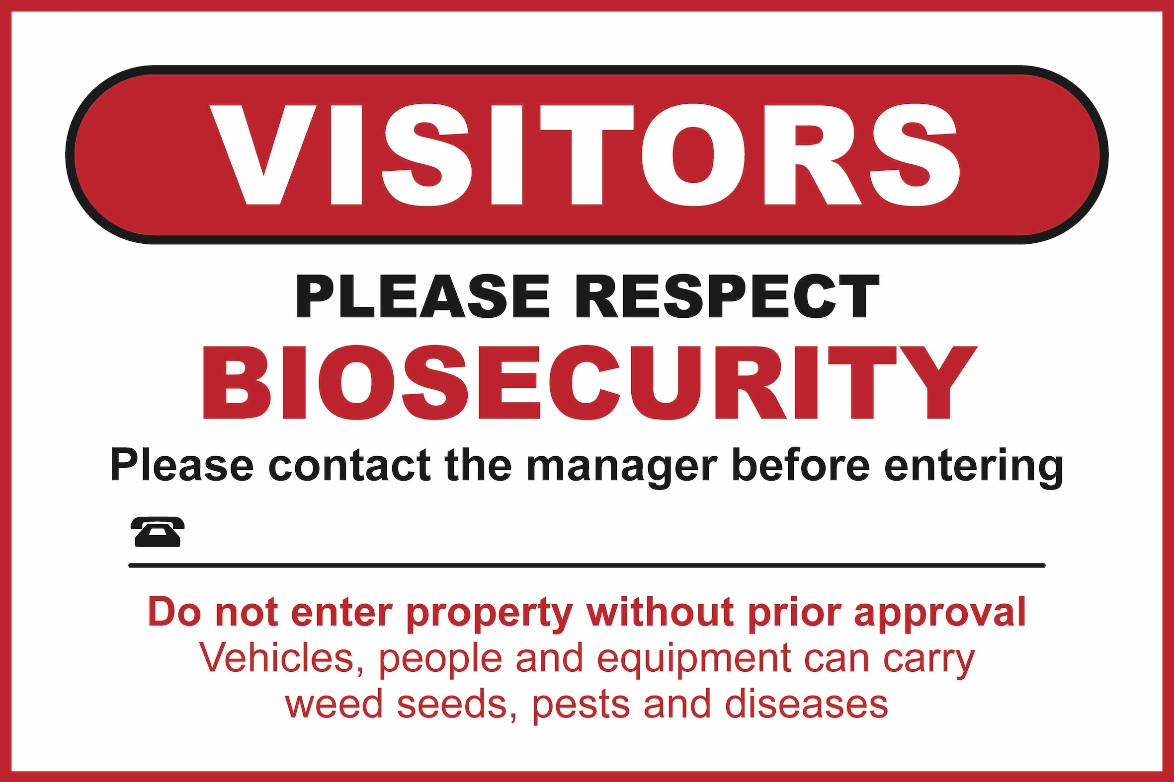 Safe Rectpect Sign Visitors - Respect Biosecurity – Farm Safety Signs