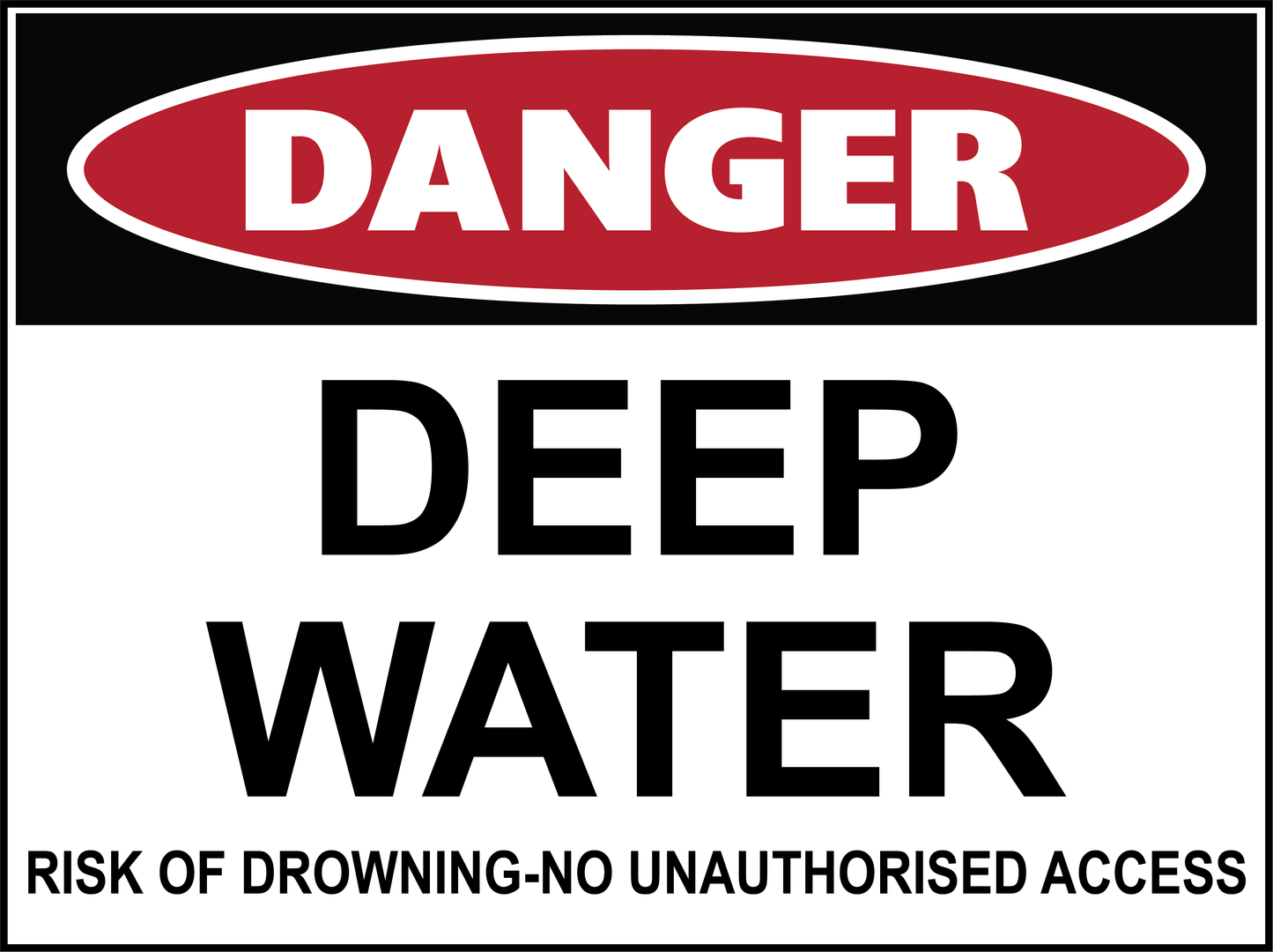 Danger - Deep Water - Risk Of Drowning - No unauthorised Access