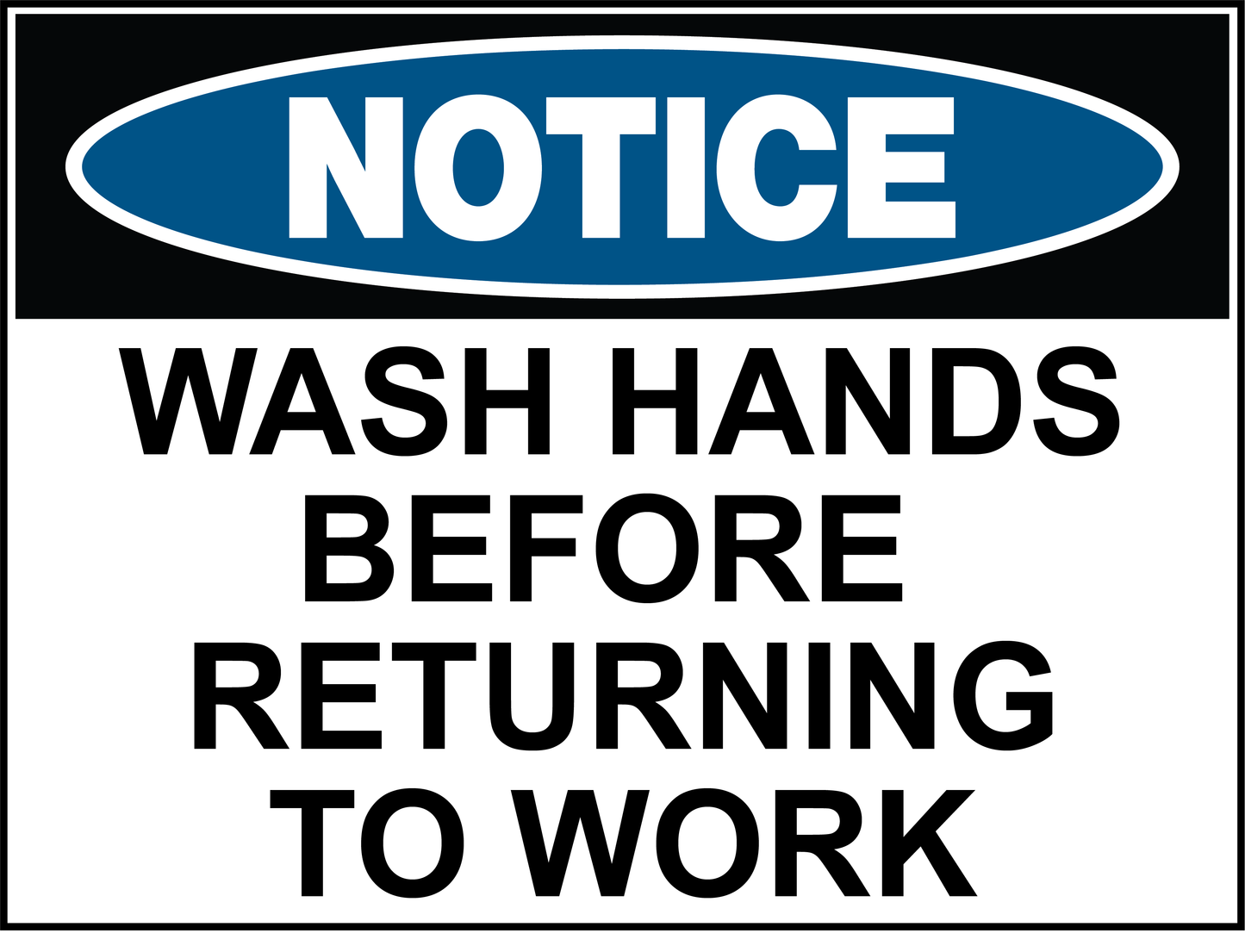 Notice - Wash Hands Before Returning To Work