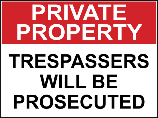 Private Property - Trespassers Will Be Prosecuted