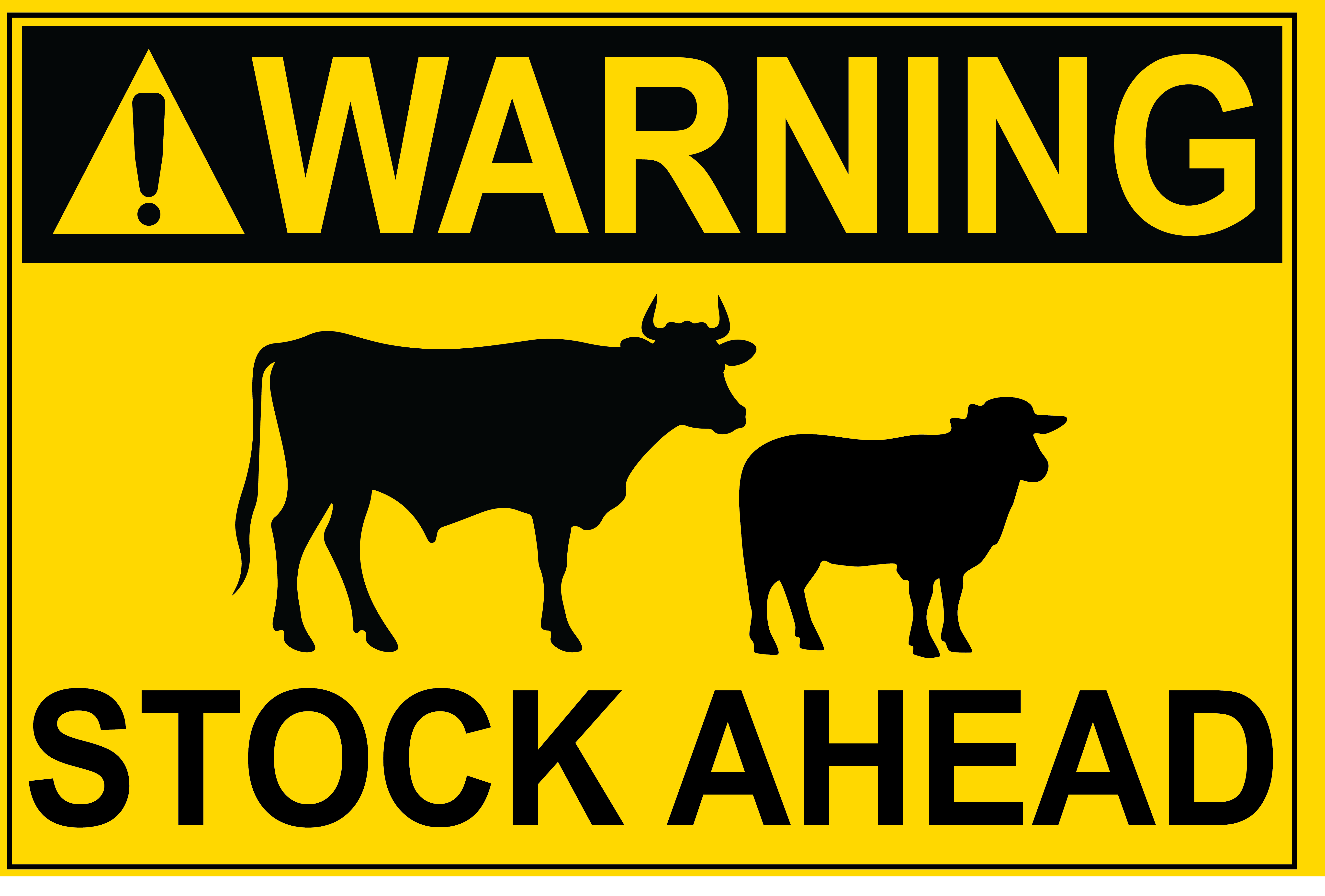Stocker Over Sign Warning - Stock Ahead – Farm Safety Signs
